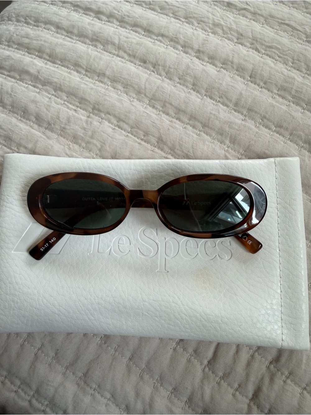 Le Specs Tortoiseshell Oval Sunglasses - Dark Brown Lenses